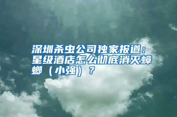 深圳殺蟲公司獨家報道：星級酒店怎么徹底消滅蟑螂（小強）？