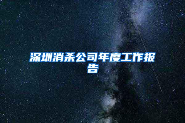 深圳消殺公司年度工作報告