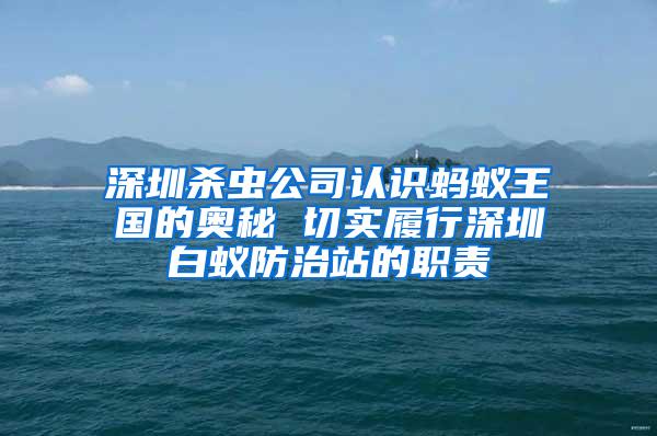 深圳殺蟲公司認識螞蟻王國的奧秘 切實履行深圳白蟻防治站的職責